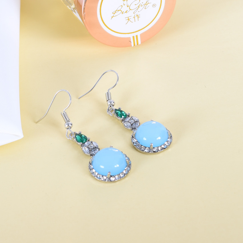 Earrings - Blue Natural Jade Earrings Vintage Designer