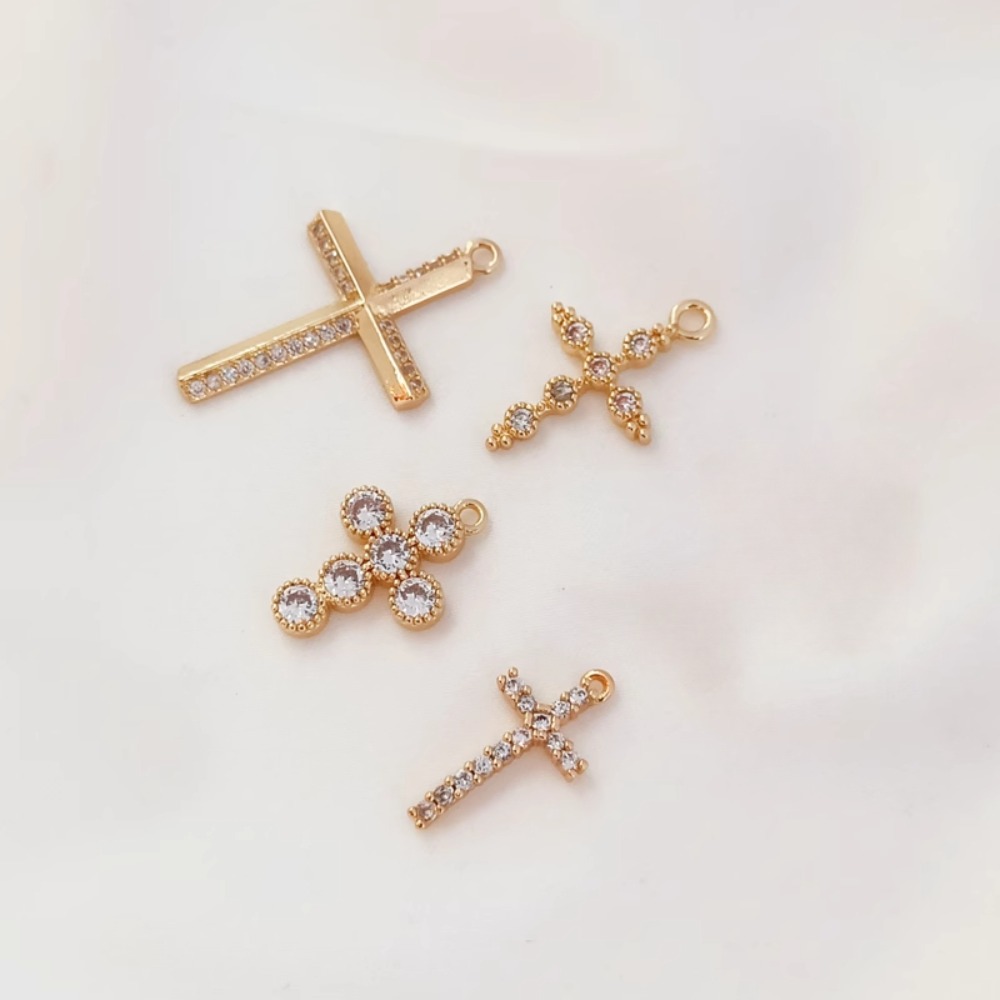 Cross Pendant Necklace Gold - 14K Gold-plated Zircon Cross Pendant Bracelet,