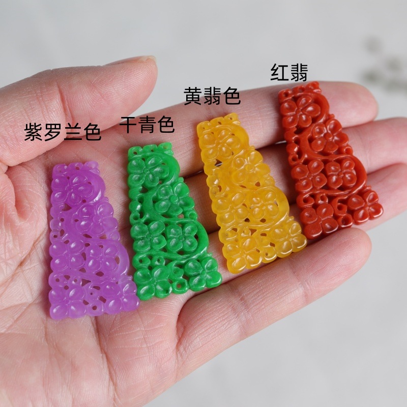 Earrings - 1pc Natural Jade Four Colors Double