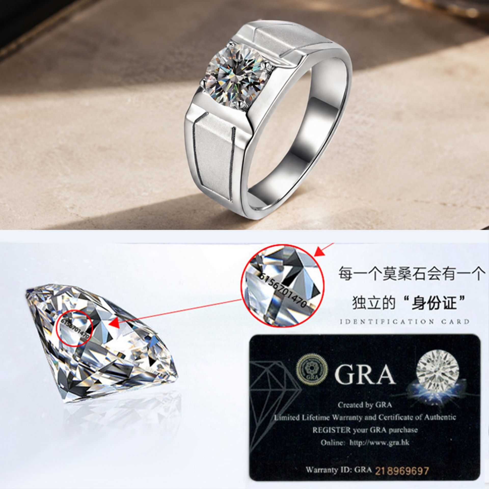 Hot selling s925 sterling silv - Moissanite Engagement Ring 1 Carat 评论和价格