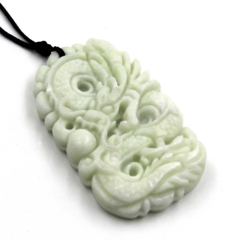 Natural White jade Dragon Phoe - Necklaces 评论和价格