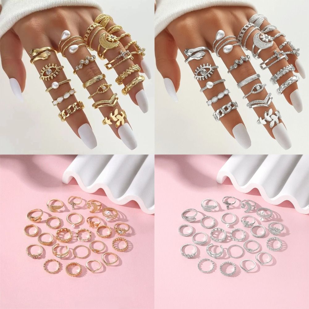 23 Pcs/Set Vintage Punk Ring S - Vintage Punk Knuckle Rings Set 评论和价格