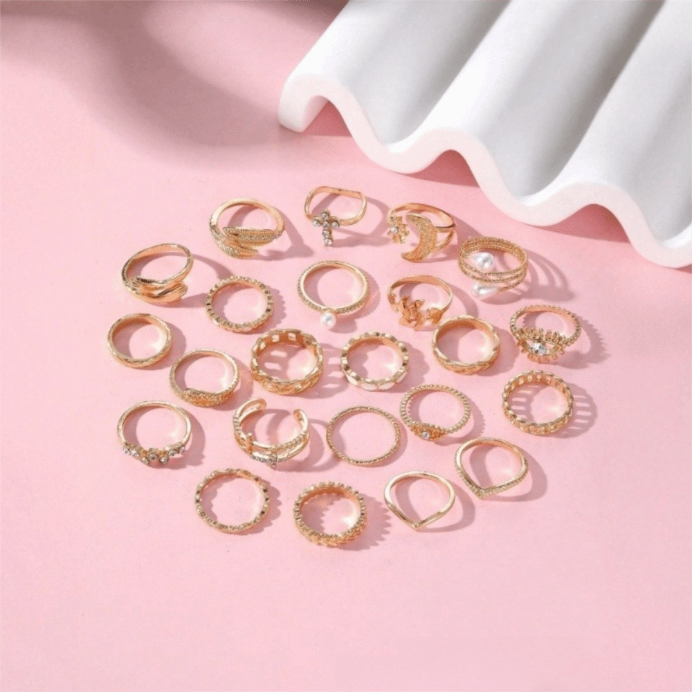 23 Pcs/Set Vintage Punk Ring S - Vintage Punk Knuckle Rings Set 评论和价格