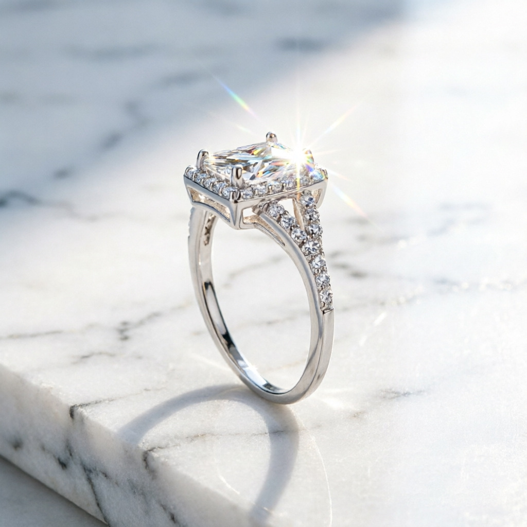 Hot selling fashion 100% S925  - Moissanite Engagement Ring 1 Carat 评论和价格