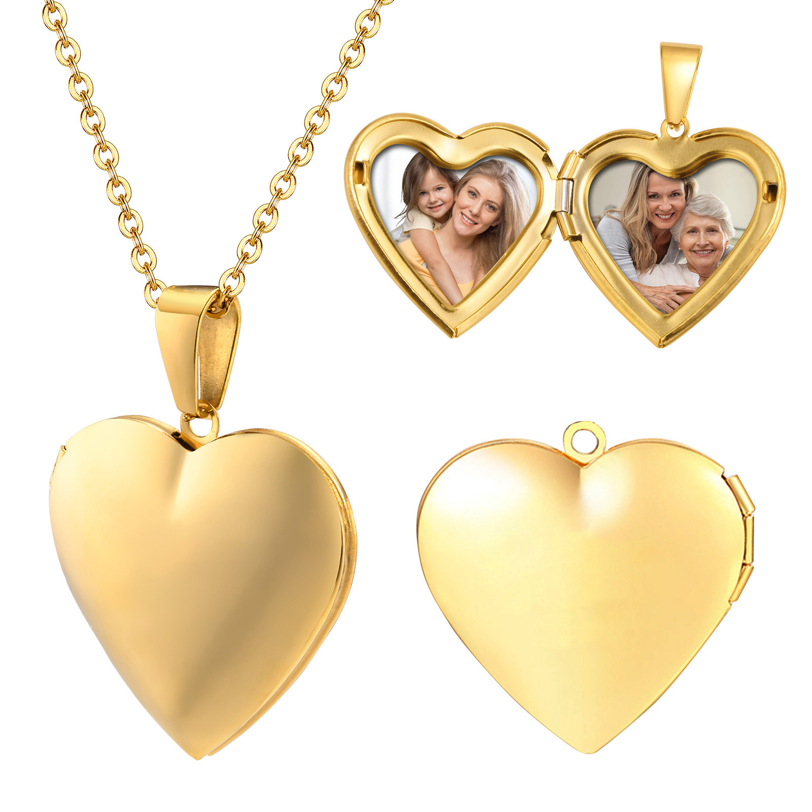 Stainless Steel Jewelry Heart  - Heart Locket Necklace Photo 评论和价格