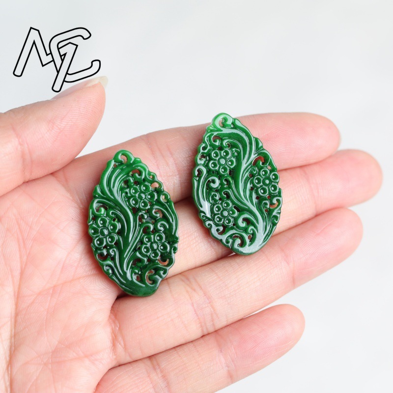 2pc Natural Jade Dry Cyan Doub - Earrings 评论和价格