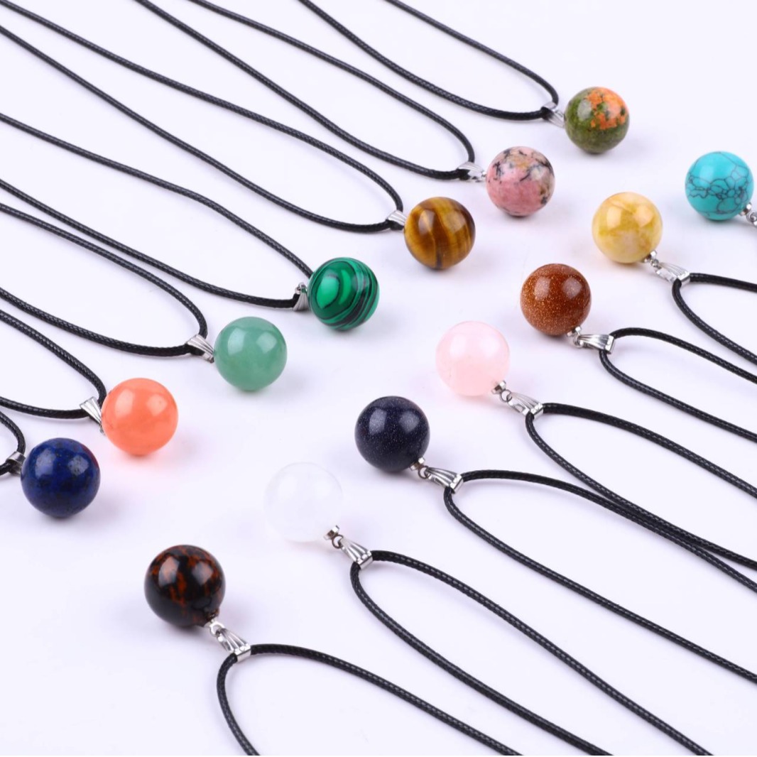20pcs/ Bag 14mm  Natural Stone - Crystal Pendant Necklace Natural Stone 评论和价格