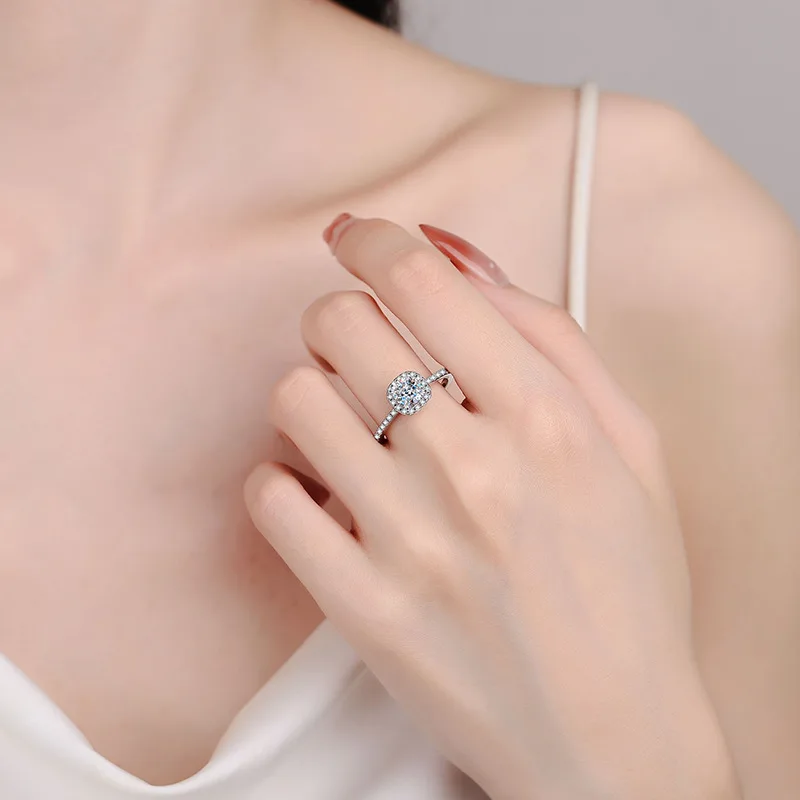 S925 Sterling Silver Moissanit - Moissanite Engagement Ring 1 Carat 评论和价格